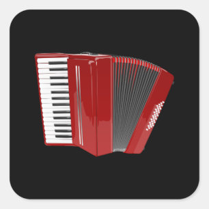 Akkordeon: Red Accordion Quadratischer Aufkleber