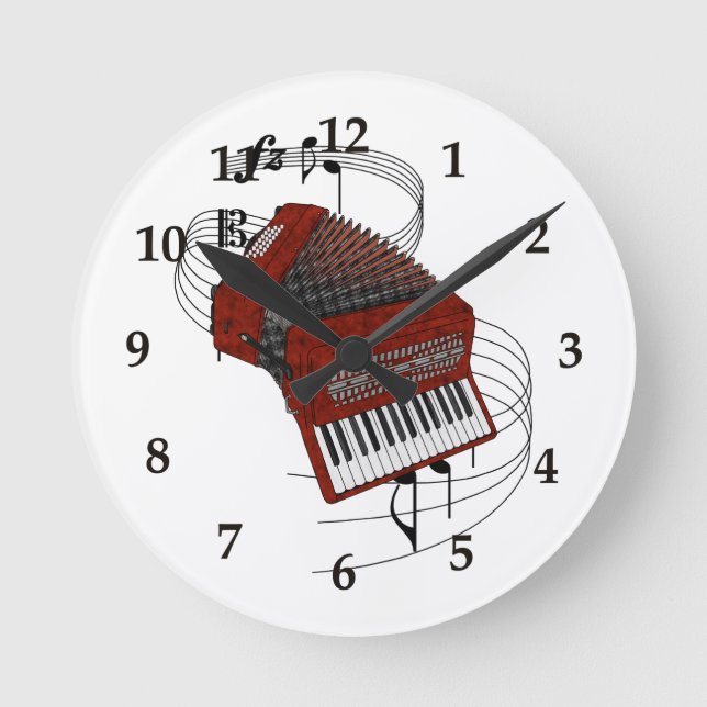 Akkordeon Wall Clock Runde Wanduhr (Vorderseite)
