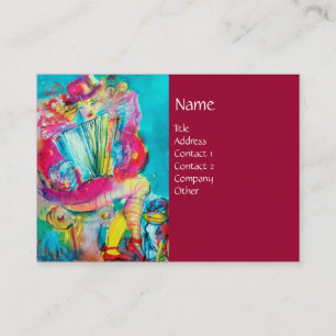 AKKORDION PLAYER IN DER NACHT, rot Visitenkarte