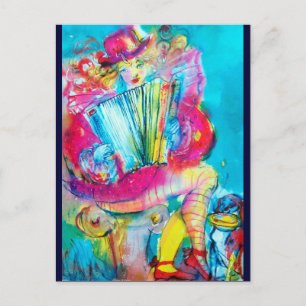 AKKORDIONSPIELER IN DER NACHT POSTKARTE