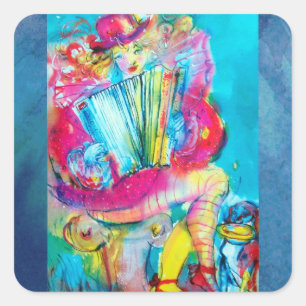 AKKORDIONSPIELER IN DER NACHT QUADRATISCHER AUFKLEBER