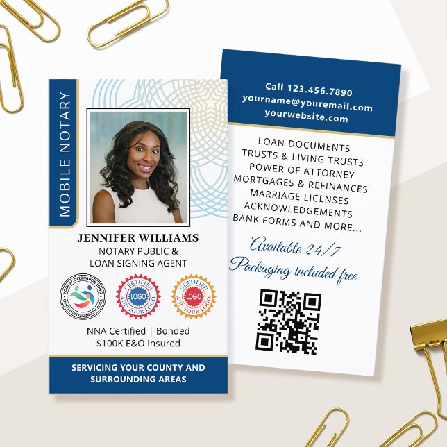 Akkreditierung Notar Public Foto QR Code Blue Visitenkarte (Von Creator hochgeladen)