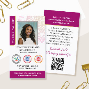 Akkreditierung Notar Public Foto QR Code Plum Visitenkarte
