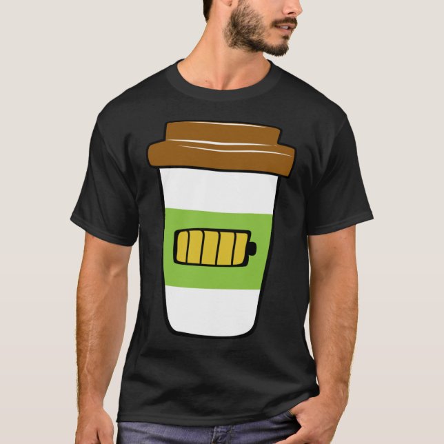 Akku für das Aufladen von Kaffee Grafik Plus Größe T-Shirt (Vorderseite)