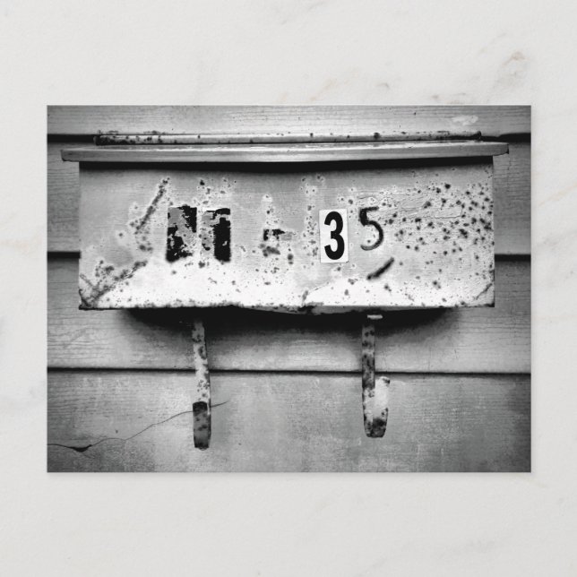 Akkualtes Postfach schwarz, weißes Zeichen Postkarte (Vorderseite)