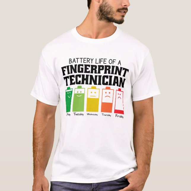 Akkubetriebsdauer eines Fingerabdrucktechnikers T-Shirt (Vorderseite)