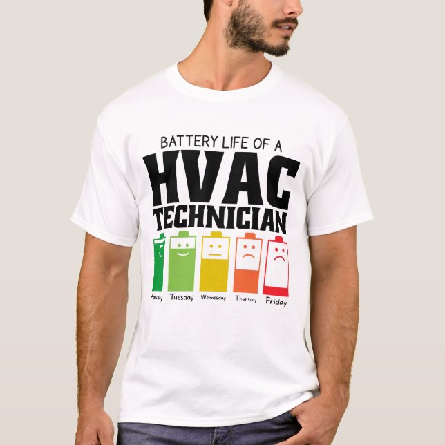 Akkubetriebsdauer eines HVAC-Technikers T-Shirt (Vorderseite)