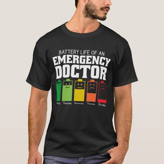 Akkubetriebsdauer eines Notfallarztes T-Shirt (Vorderseite)