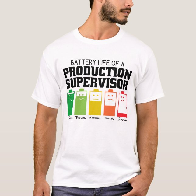 Akkubetriebsdauer eines Produktionsleiters T-Shirt (Vorderseite)