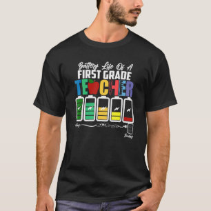 Akkulaufzeit eines ersten Lehrers zurück zum Schul T-Shirt