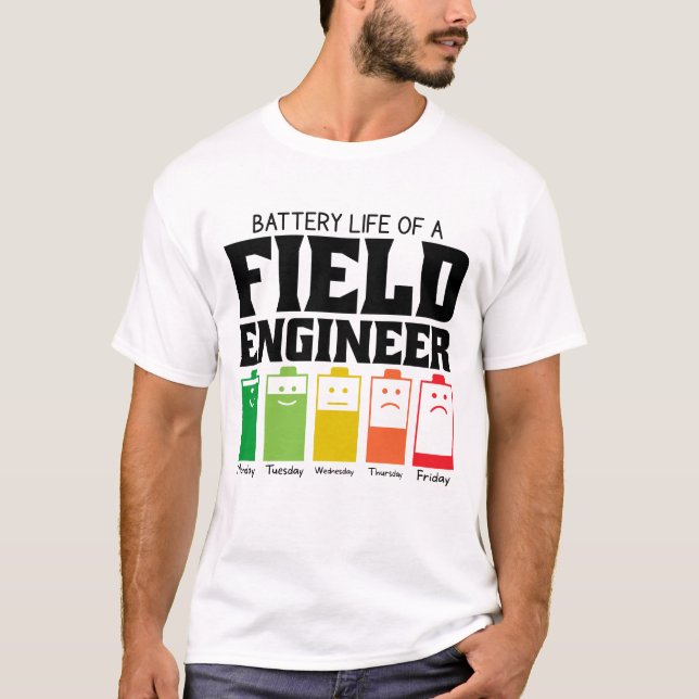 Akkulaufzeit eines Feldtechnikers T-Shirt (Vorderseite)