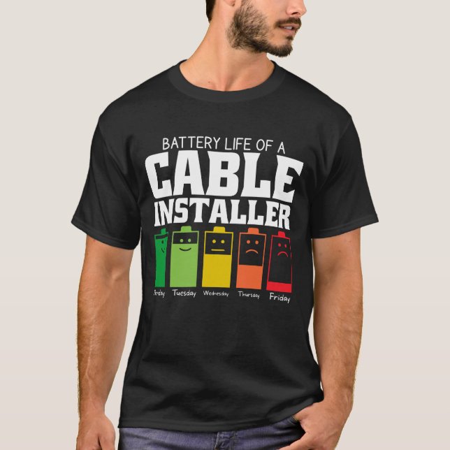 Akkulaufzeit eines Kabelinstallationsprogramms T-Shirt (Vorderseite)