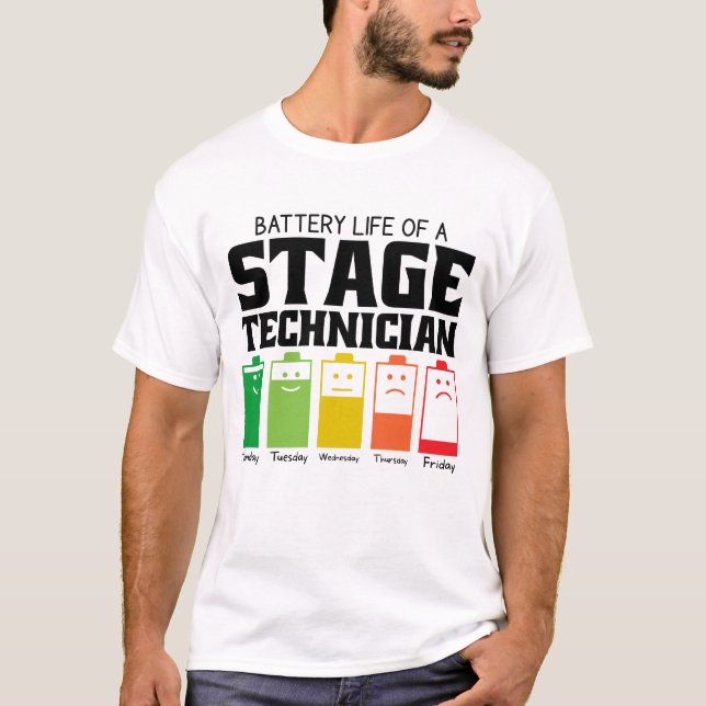 Akkulaufzeit eines Technikers für Bühne T-Shirt (Vorderseite)
