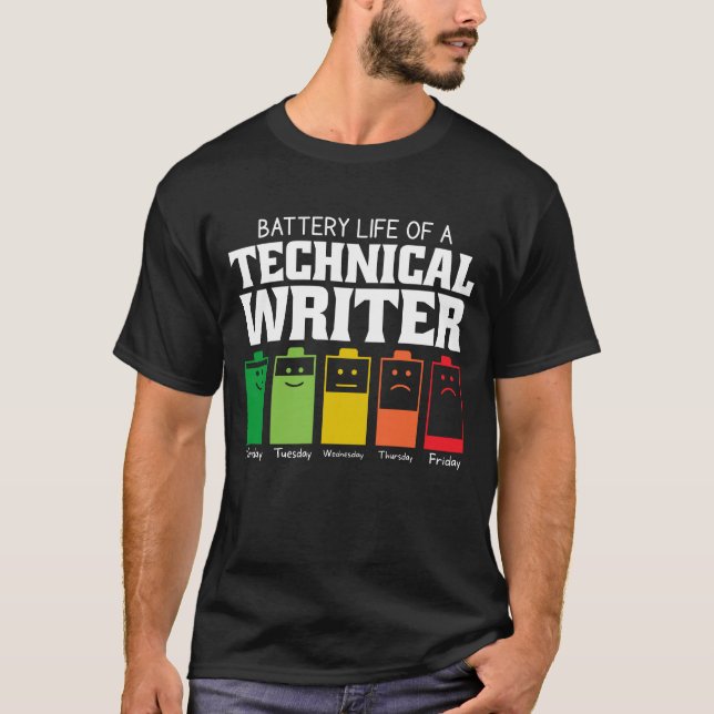 Akkulaufzeit eines technischen Autors T-Shirt (Vorderseite)
