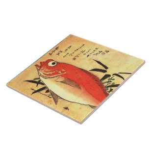 Akodai - Hiroshige farbenfrohe japanische Fischdru Fliese