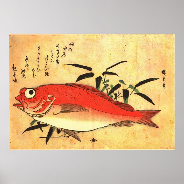 Akodai - Hiroshige farbenfrohe japanische Fischdru Poster (Vorne)
