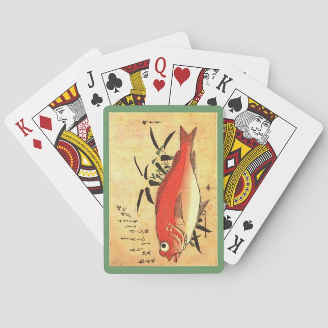 Akodai - Hiroshige farbenfrohe japanische Fischdru Spielkarten (Rückseite)