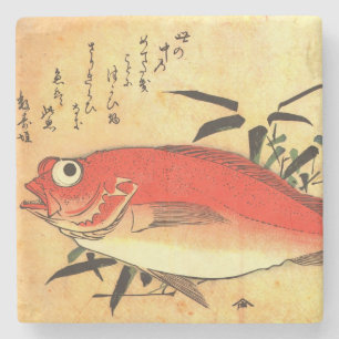 Akodai - Hiroshige farbenfrohe japanische Fischdru Steinuntersetzer