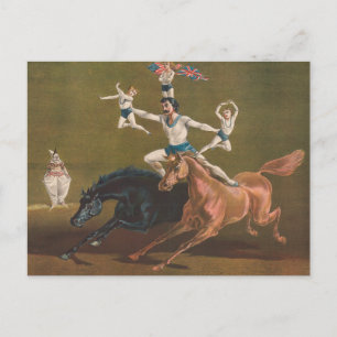 Akrobaten zu Pferd. Postkarte