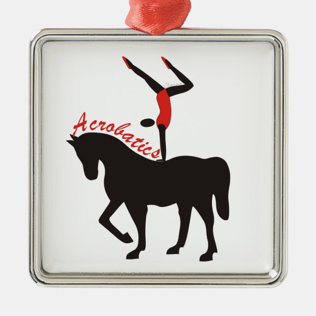 Akrobatik auf Pferderücken Silbernes Ornament (Vorne)