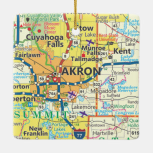 Akron OH Vintag Map Keramikornament