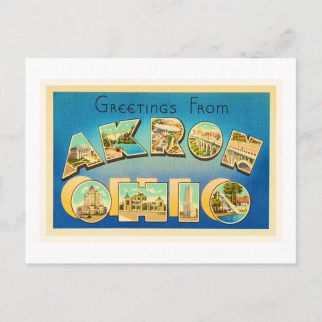 Akron Ohio OH Old Vintage Travel Souvenir Postkarte (Vorderseite)
