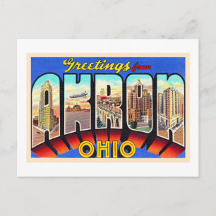 Akron Ohio OH Vintager Großbuchstabe Postkarte