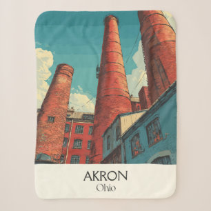 Akron Ohio Reiseplakat Vintage Stadt-Skyline-Kunst Sherpadecke