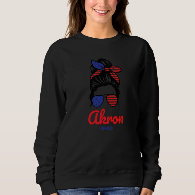 Akron Ohio Retro Unordentlicher Dutt   Sweatshirt (Vorderseite)