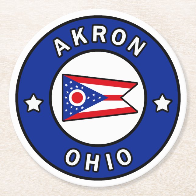 Akron Ohio Runder Pappuntersetzer (Vorderseite)