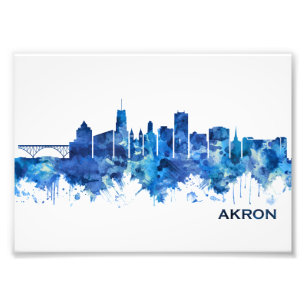 Akron Ohio Skyline Blue Fotodruck
