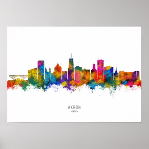 Akron Ohio Skyline Poster