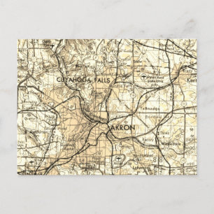 Akron Ohio Vintag Map Postkarte