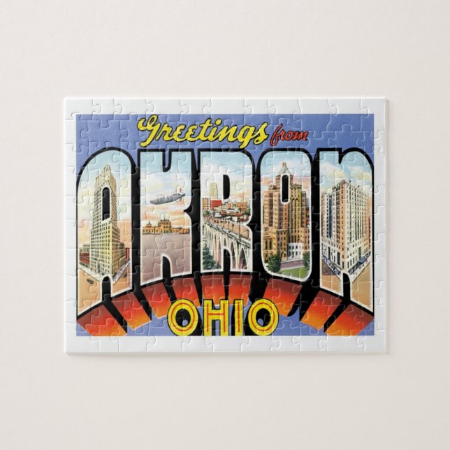 Akron Ohio Vintage Travel Puzzle (Horizontal)