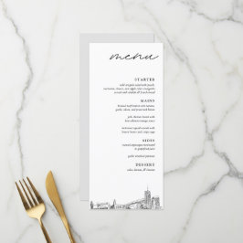Akron Skyline Modernes Menü für Hochzeiten Menükarte