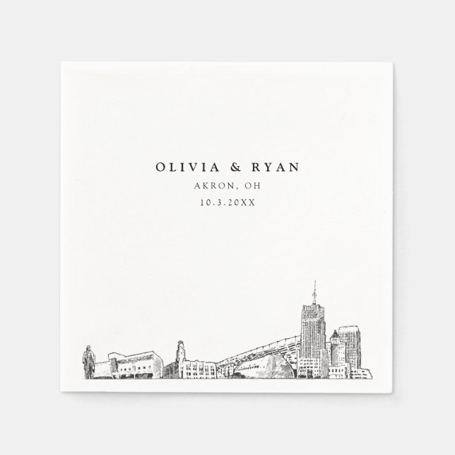 Akron Wedding Minimalistisch Paper Serviette (Vorderseite)