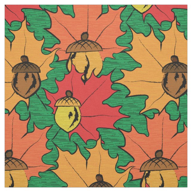 Akronen und Blätter VI Stoff (Muster)