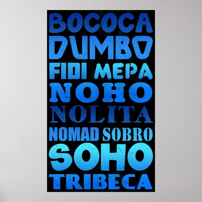 Akronyme der Stadt New York Poster (Vorne)