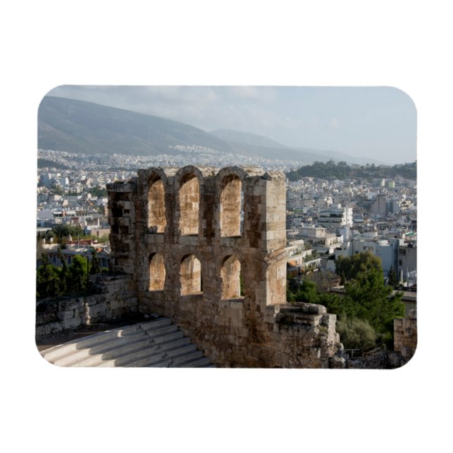 Akropolis Antike Ruinen mit Blick auf Athen Magnet (Horizontal)