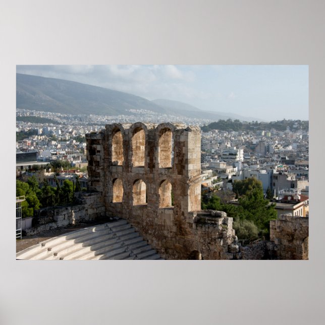 Akropolis Antike Ruinen mit Blick auf Athen Poster (Vorne)