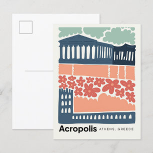 Akropolis Athen Griechenland abstrakt Reise floral Postkarte