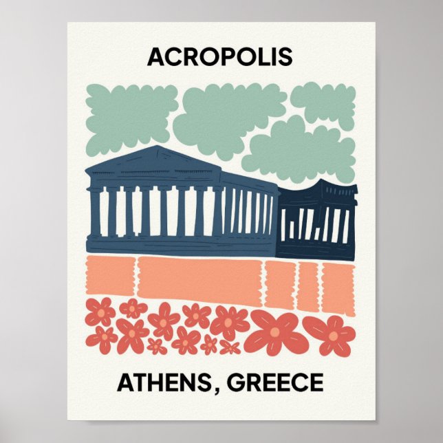 Akropolis Athen Griechenland abstrakte Reisemöglic Poster (Vorne)