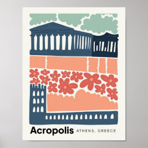 Akropolis Athen Griechenland abstrakte Reisemöglic Poster