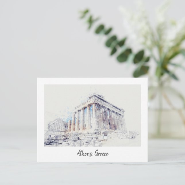 Akropolis, Athen, Griechenland Retro Vintage Trave Postkarte (Stehend Vorderseite)