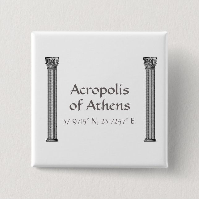 Akropolis Athens Breitengrad Button (Vorderseite)