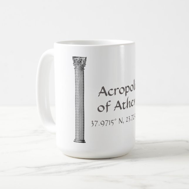 Akropolis Athens Breitengrad Kaffeetasse (Vorderseite Links)
