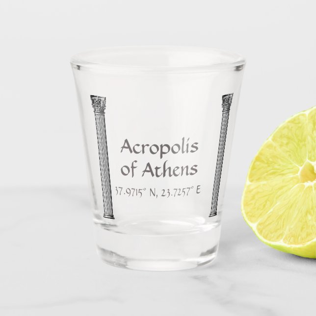 Akropolis Athens Breitengrad Schnapsglas (Vorderseite)