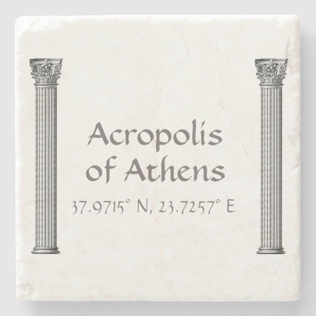 Akropolis Athens Breitengrad Steinuntersetzer (Vorderseite)