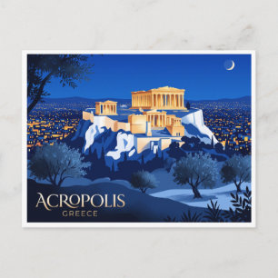 Akropolis von Athen bei Nacht Griechenland Postkarte
