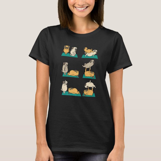 Akroyoga mit Mops-Haustier T-Shirt (Vorderseite)